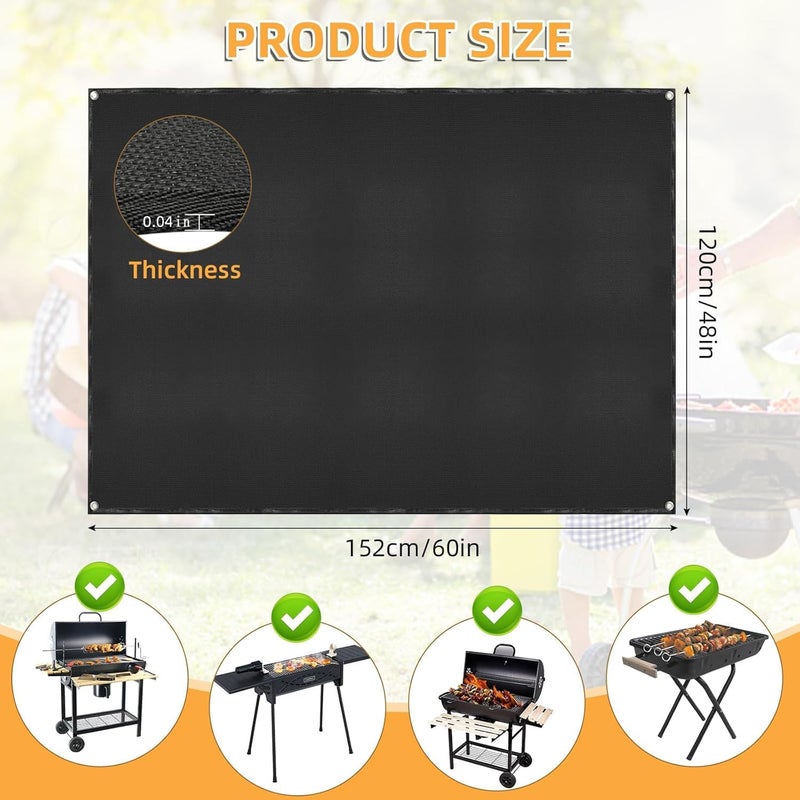 SONGC Under Grill Mat for Outdoor Grilling, 60 x 48 inches Double-Sided Fireproof Waterproof BBQ Protector for Deck and Patio Under Grill Mat for Outdoor BBQ - Image 2